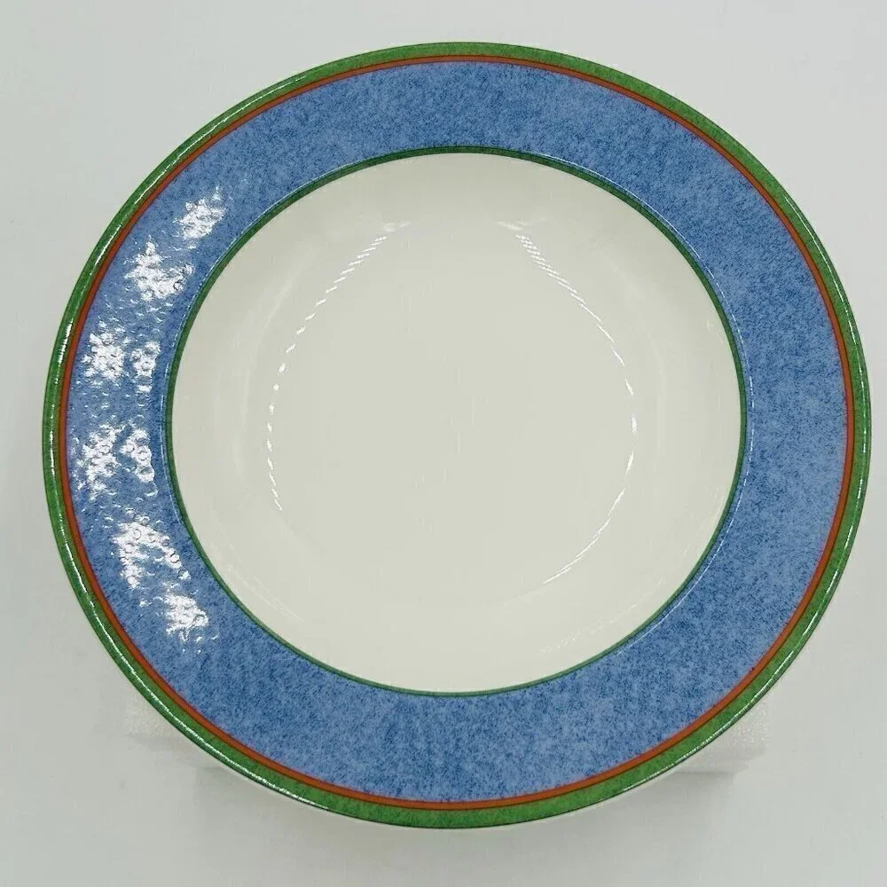 Villeroy & Boch TIPO VIVA Soup Pasta Salad Bowls Blue Wide Rim 9”
